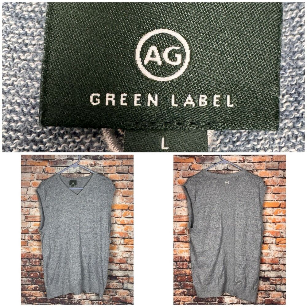 AG Adriano Goldschmied Green Label Knit V-Neck Sleeveless Sweater Large